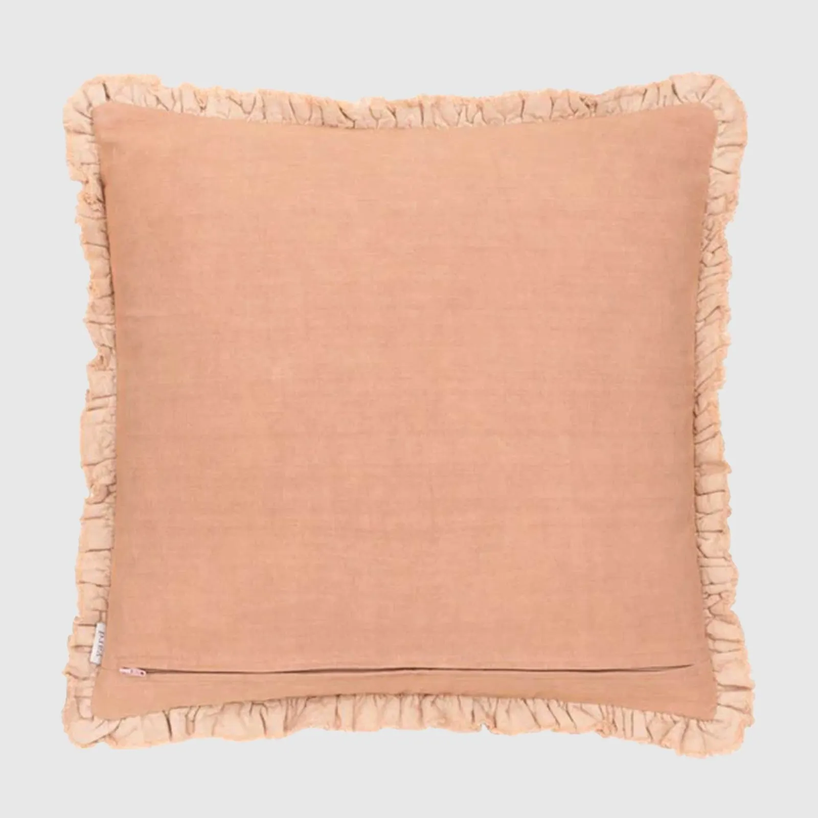 Apricot Muted Ruffled Cushion, Square, Orange Cotton | Barker & Stonehouse 2