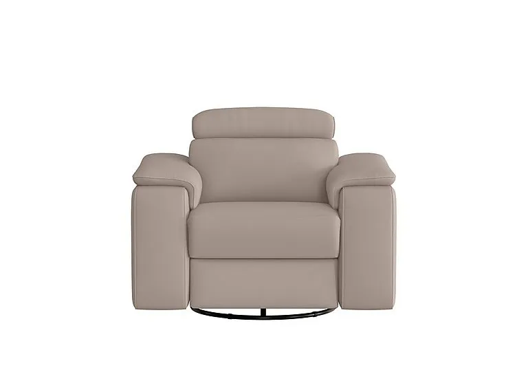 Davide Leather Swivel Rocker Power Recliner Chair - Botero Tortora