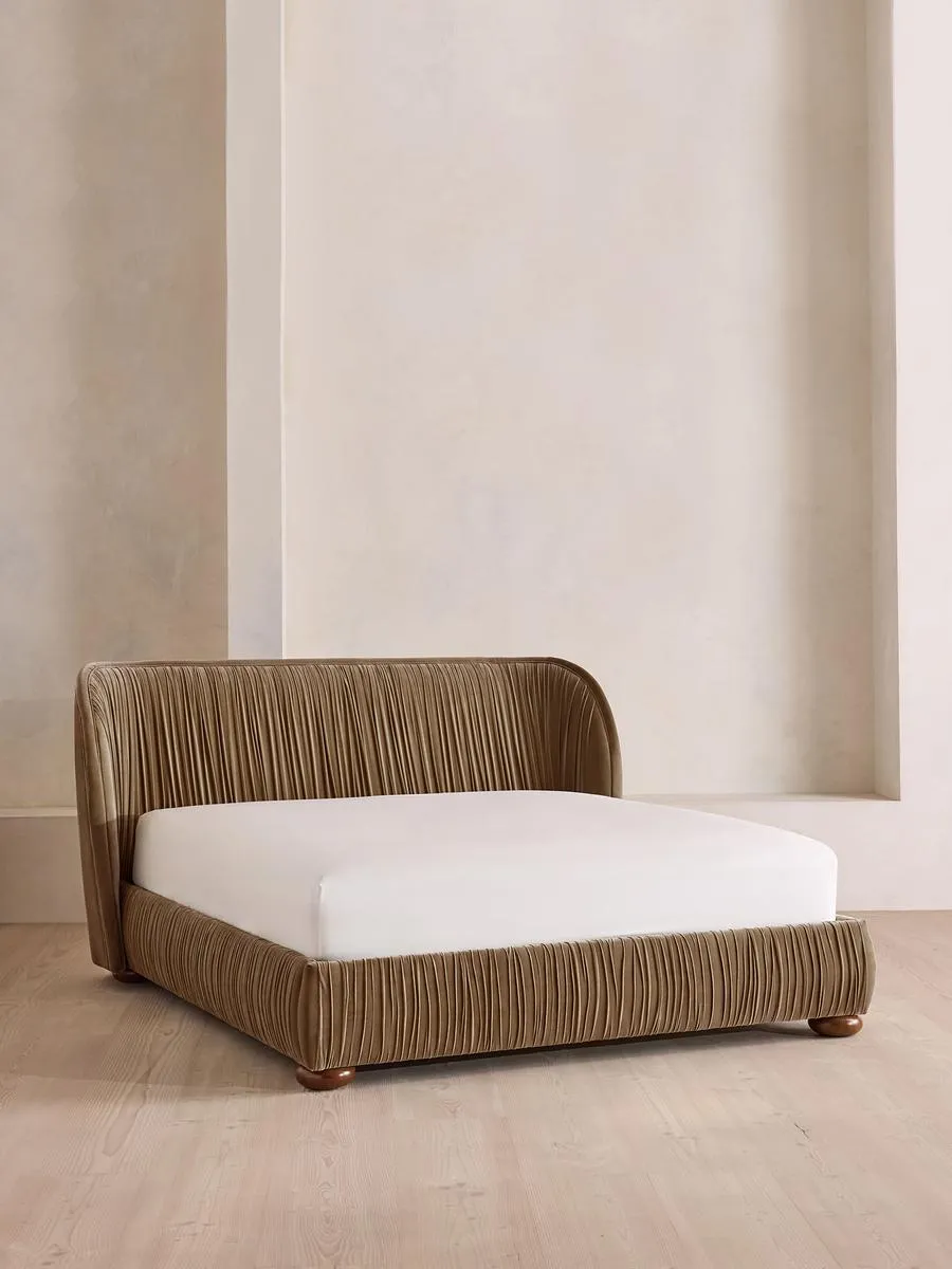 Blair Bed, King, Velvet, Truffle