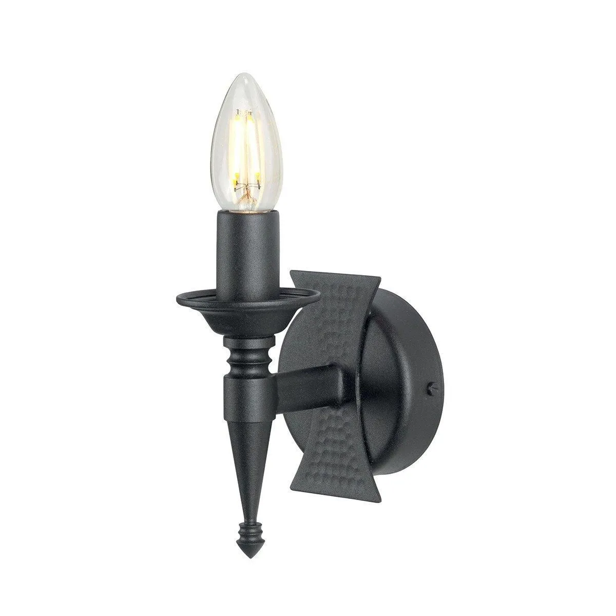 Netlighting Saxon 1 Light Indoor Candle Wall Light Black E14