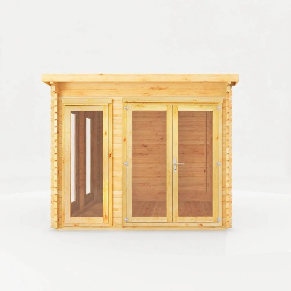 Mercia 3 x 3 m Studio Pent Log Cabin - 28 mm - L333.4 x W303.2 x H249.4 cm in Natural 2