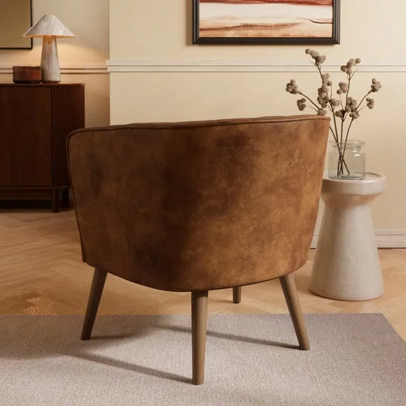 Cindi Button Back Faux Leather Tub Chair 2