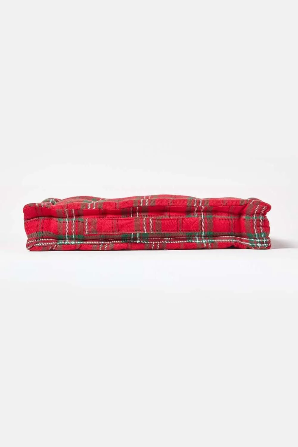 Homescapes Cotton Edward Tartan Floor Cushion in Red 5