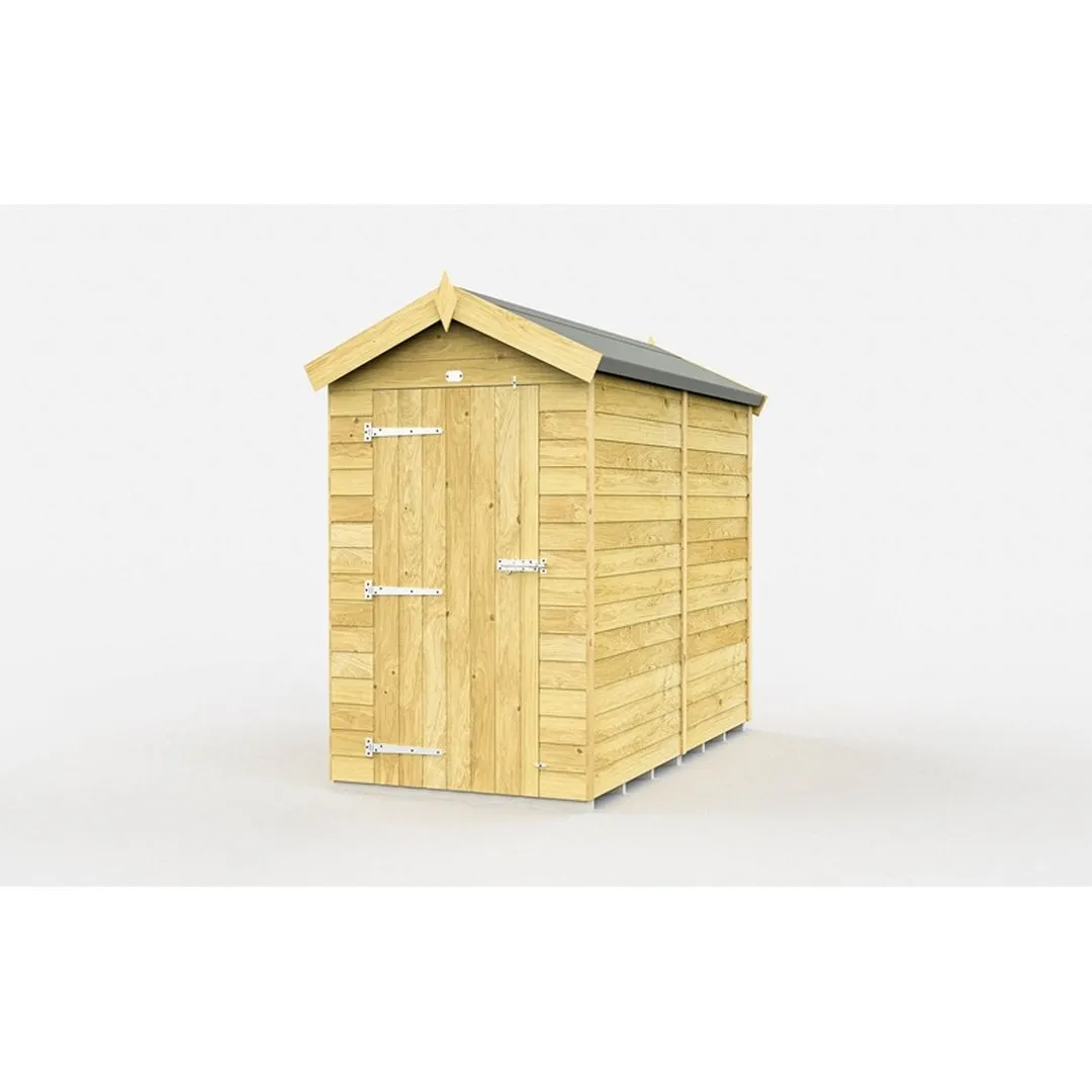 Buttercup Farm 4 x 8 Feet Apex Shed - Single Door W/O Windows - L243 x W118 x H217 cm in Brown