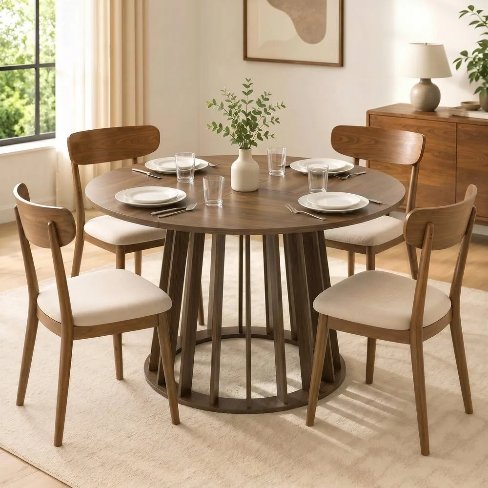 HOMCOM Modern Dining Table for 4-6 People 120 cm Light Walnut