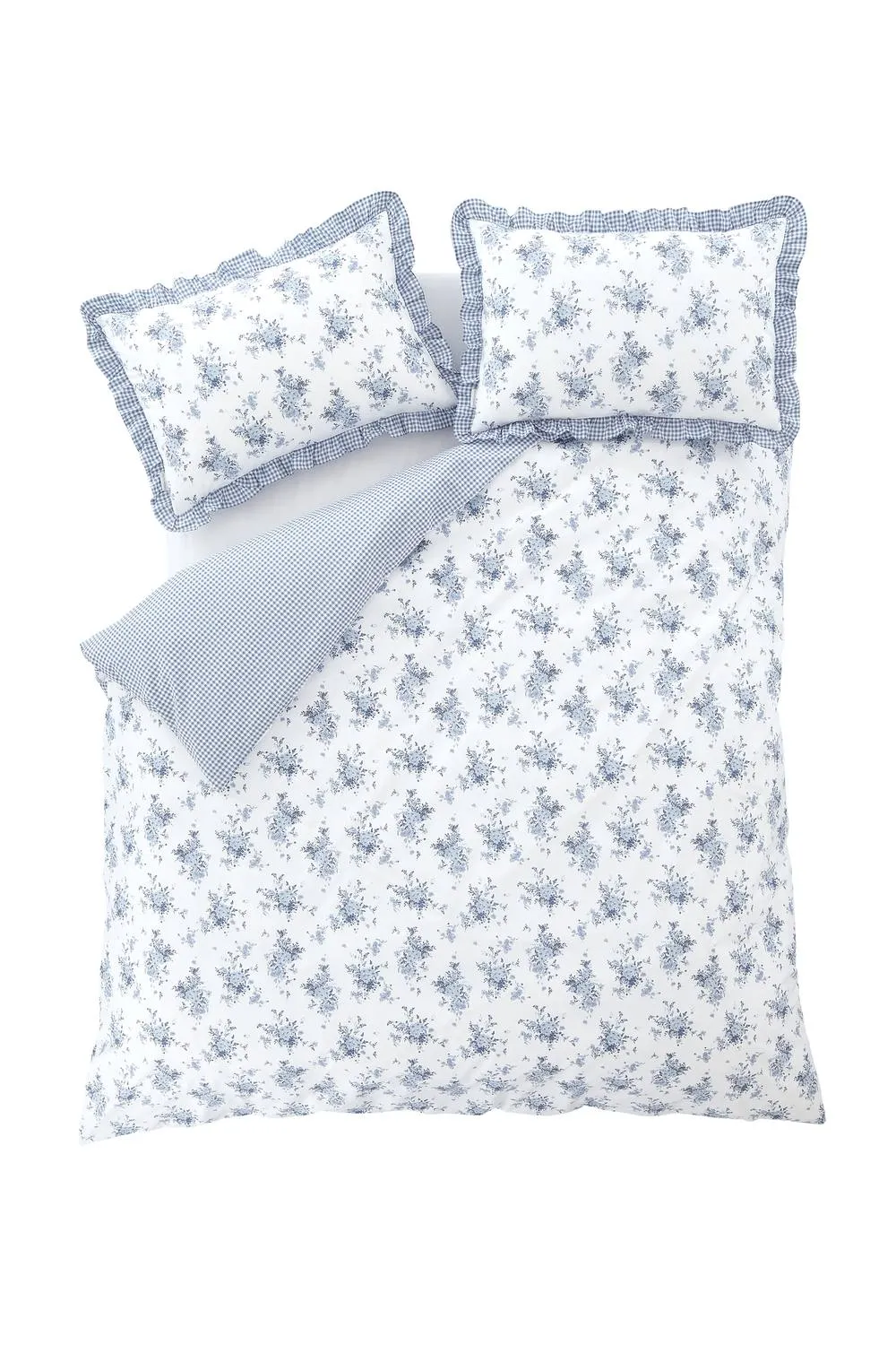 Catherine Lansfield 'Lucie Floral Frill' Reversible Duvet Cover Set in White 6