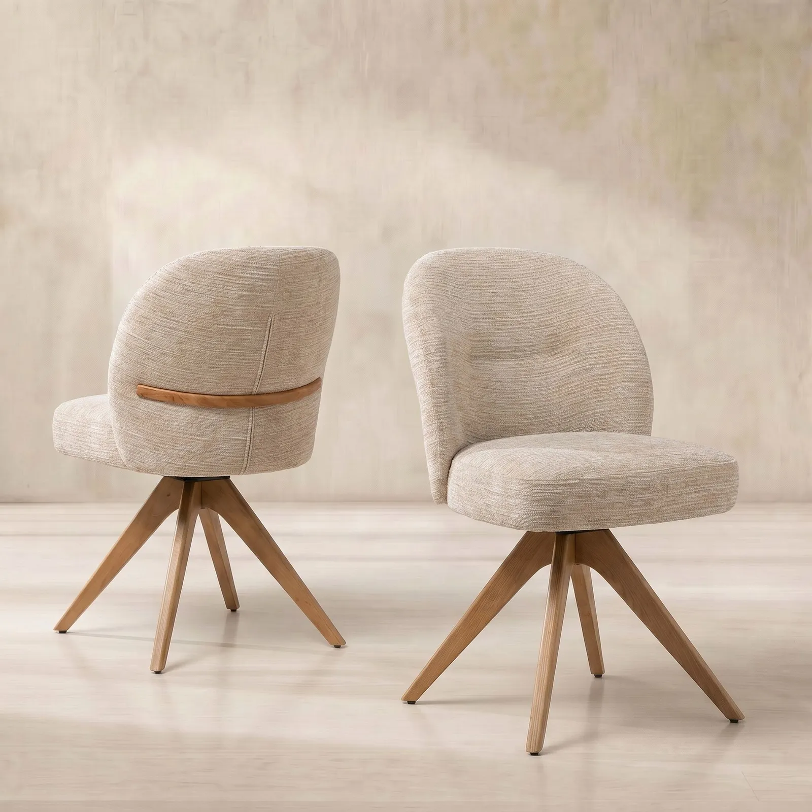 Topanga Swivel Dining Chair Without Arm, Neutral Fabric | Barker & Stonehouse