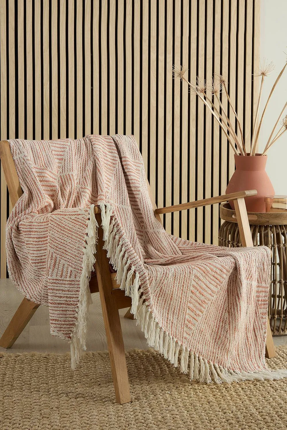 Appletree 'Myan' Geometric Mosaic Design Woven Throw in Terracotta