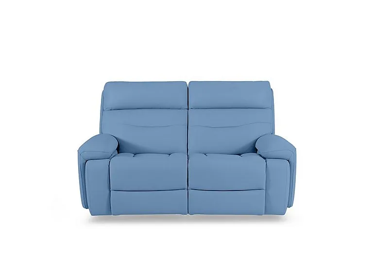 Cinemax Leather 2 Seater Media Arm Power Recliner Sofa with Power Headrests - Blu