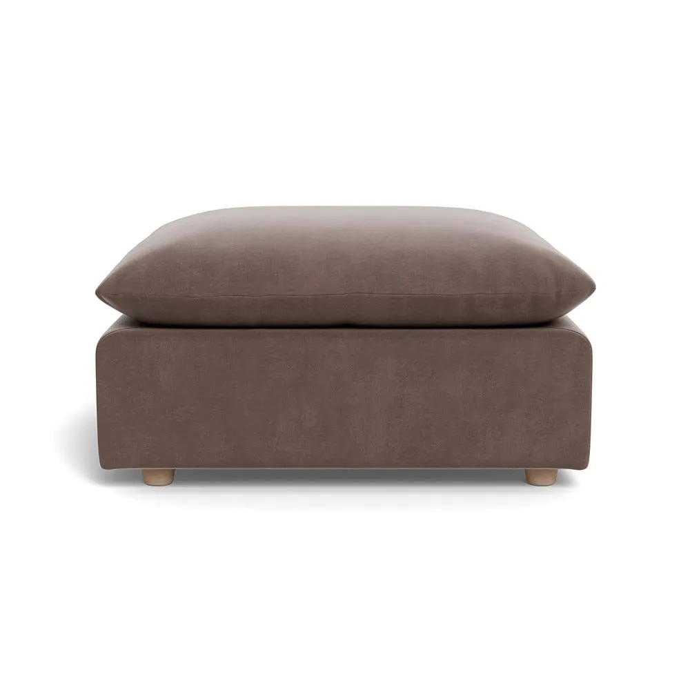 Heal's Astrid Ottoman Smart Velvet Mouse Walnut Stained Beech Feet 1