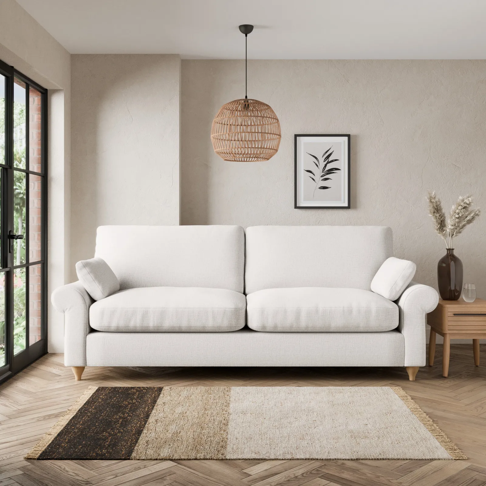 Salisbury Textured Weave 4 Seater Sofa Cream