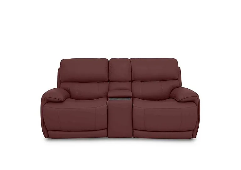 Rocco 2 Seater Leather Power Rocker Sofa with Cup Holders and Headrests - BV Deep Red