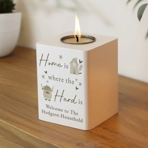 Personalised Highland Cow Tealight Holder 3