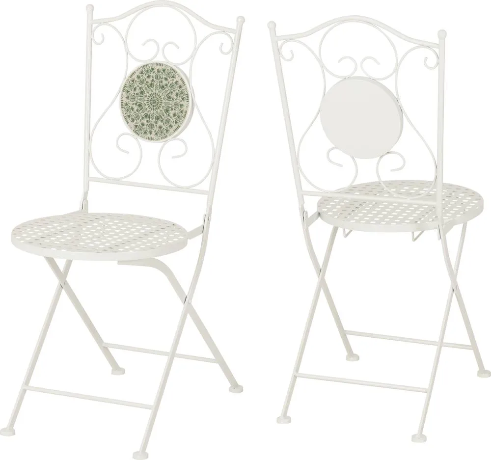 Seconique Ferne Patio Dining Set - White/Green Leaf in White 3