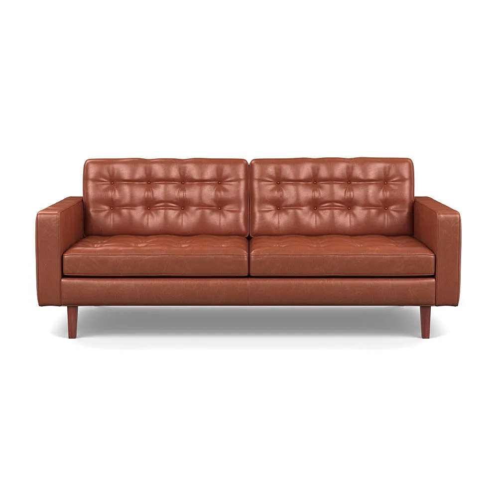 Heal's Hepburn 3 Seater Stonewash Leather Light Brown 274 Walnut Feet 1