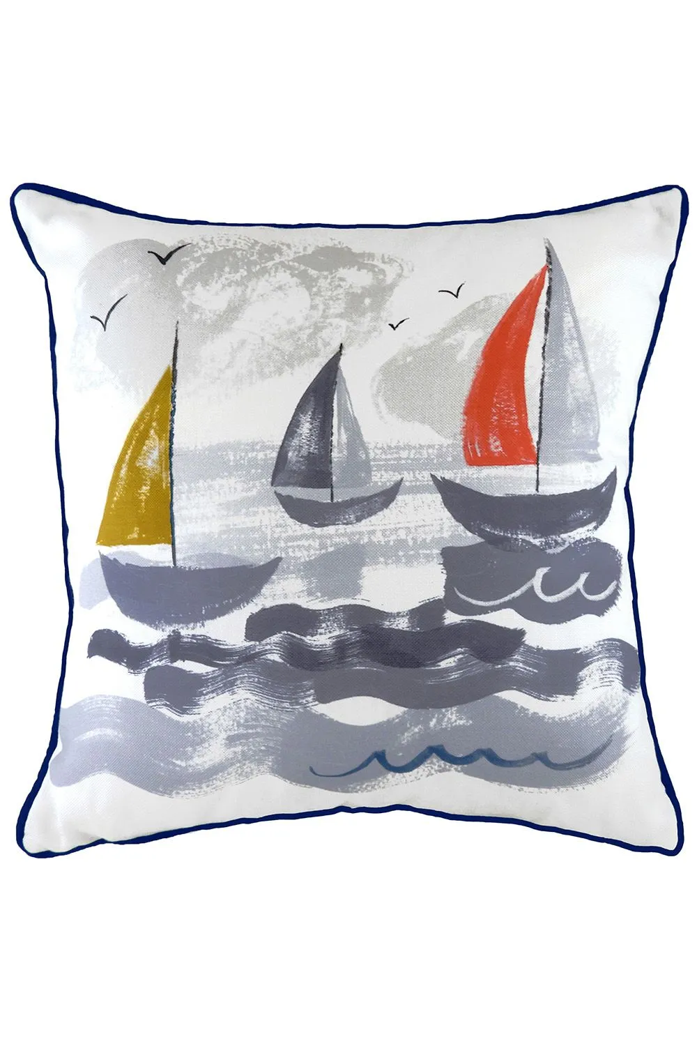 Evans Lichfield Nautical Sailboats Hand-Painted Watercolour Printed Cushion