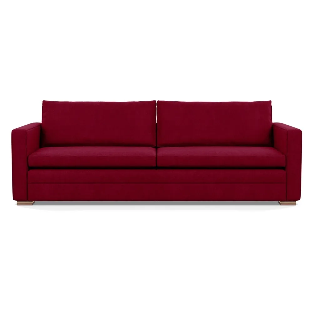 Heal's Palermo 5 Seater Sofa St Moritz Wool Red 74 Brass/Walnut Feet 1