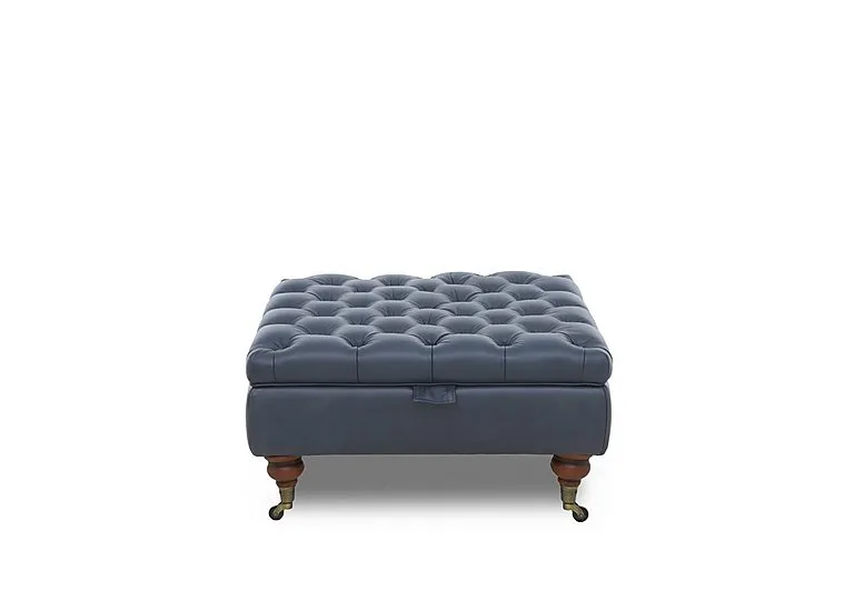 Columbus Leather Large Storage Footstool with Castors