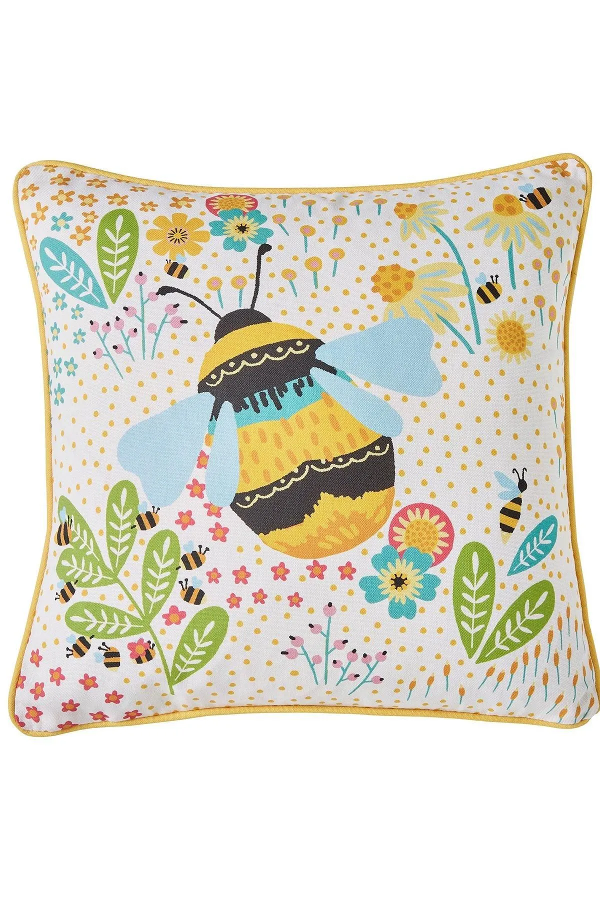 Fusion 'Buzzy Bee' Outdoor Water & UV Resistant Garden Filled Bench Cushion in Yellow 2