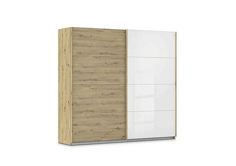 Freja 226cm 2 Door Sliding Decor Wardrobe With Glass Door