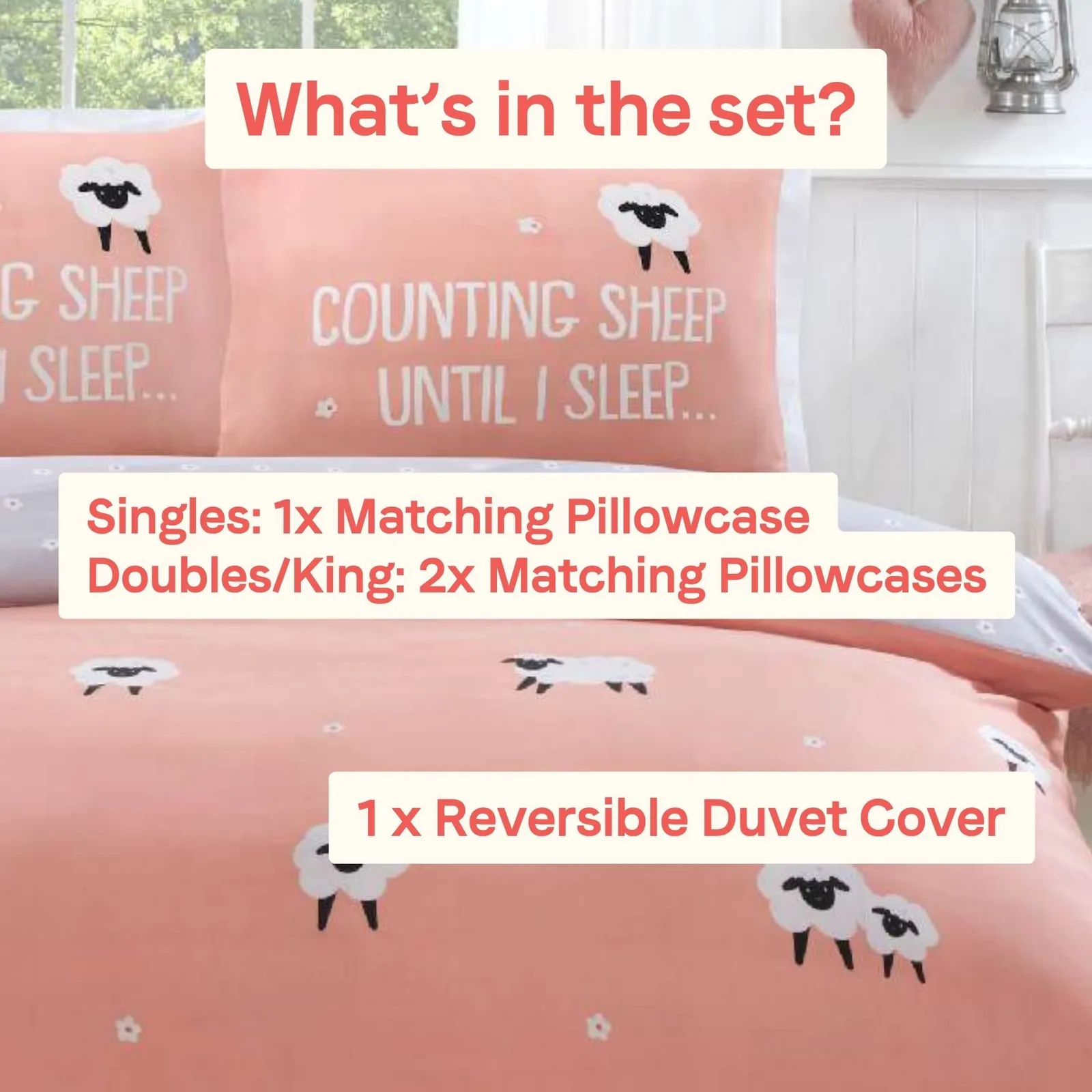Rapport Home Counting Sheep Microfibre Duvet Cover Set Cover with Pillowcase in Dusty Pink 4