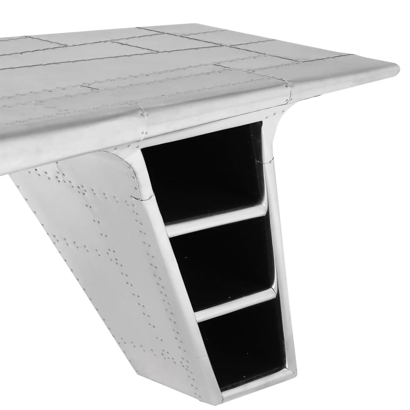 Timothy Oulton Aviator Blackhawk Valkyrie Desk, Silver Metal | Barker & Stonehouse 4