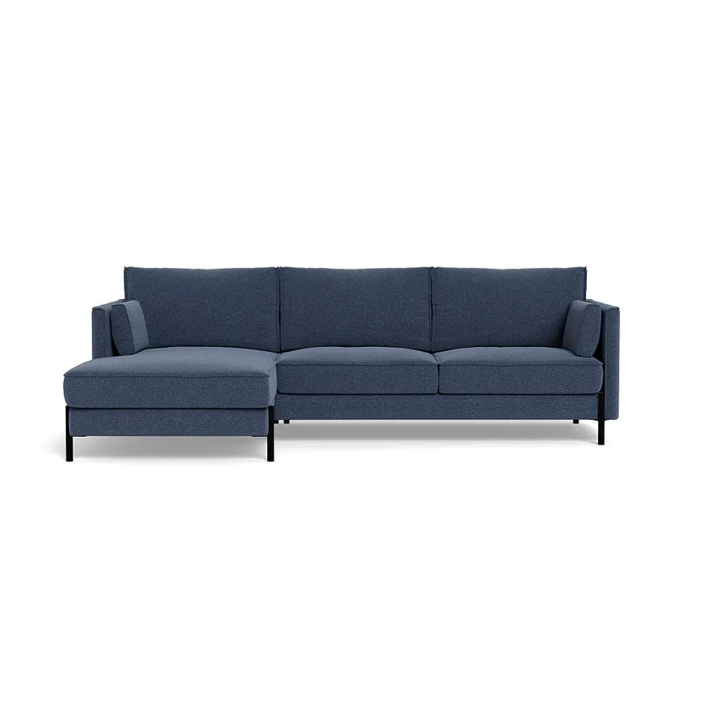 Heal's Tortona Left Hand Facing 4 Seater Corner Chaise Boucle Indigo Black Feet 1