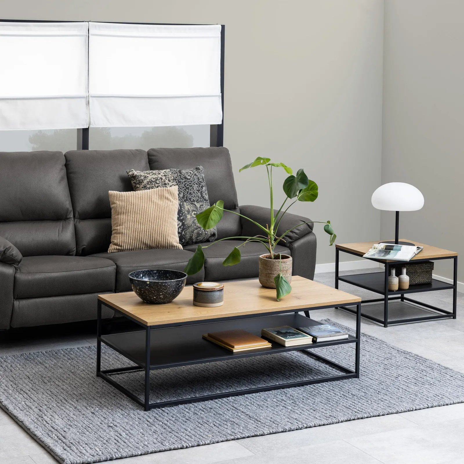 Furniture To Go Gila Coffee Table with Open Shelf in Oak & Black 3