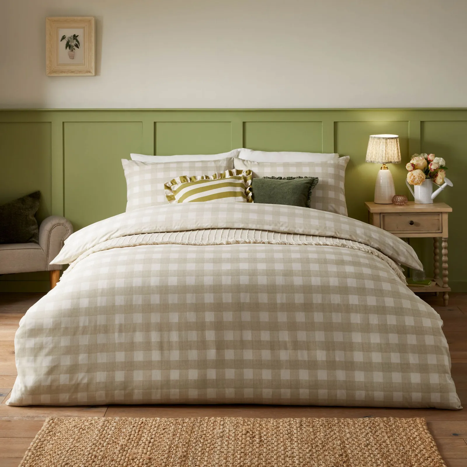Furn Hartsford Check Printed Duvet Cover Set in Beige