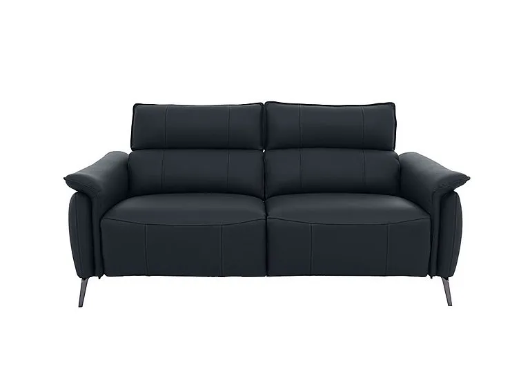 Jude Leather 3 Seater Power Recliner Sofa with Power Headrests, Power Lumbar and Heated Seats - Montana Navy