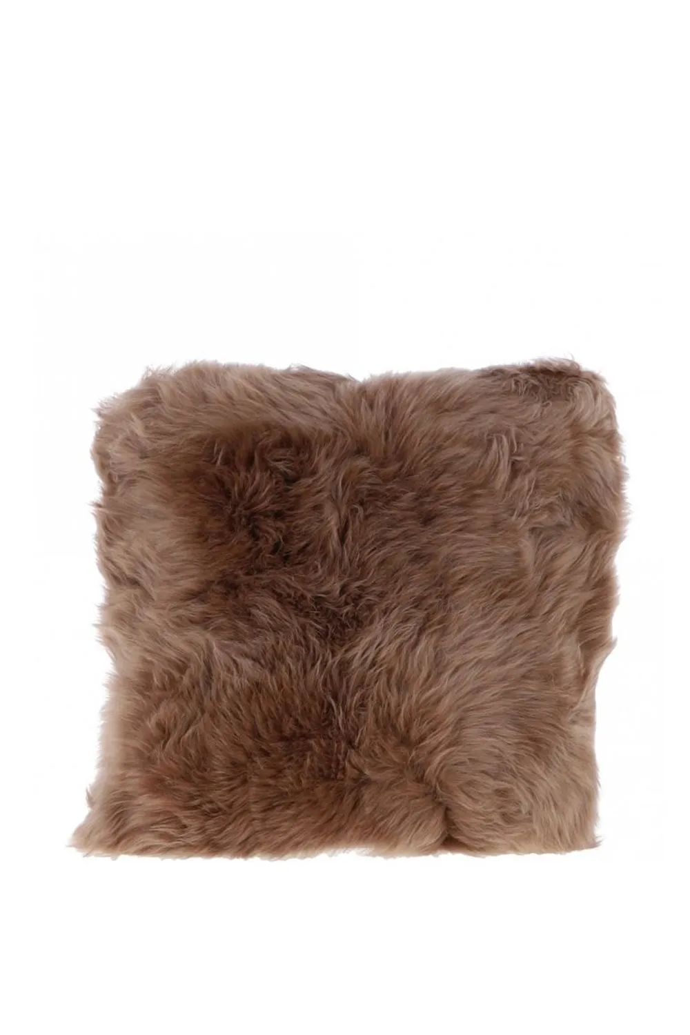 Fenland England Real Sheepskin Fluffy Cushion in Light Brown