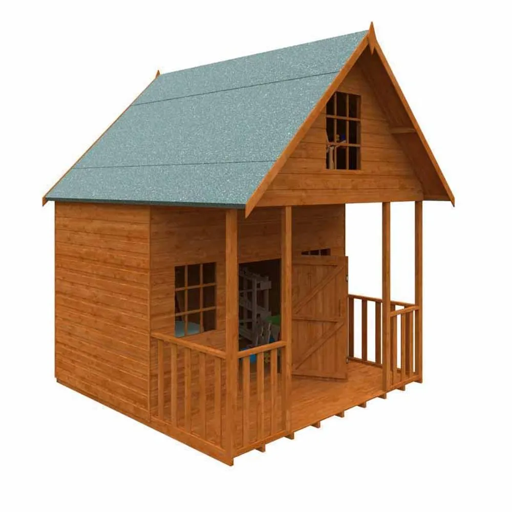 Buttercup Farm 8 x 8 Feet Lodge 12mm Shed - Solid Wood/Softwood/Pine in Burnt Orange