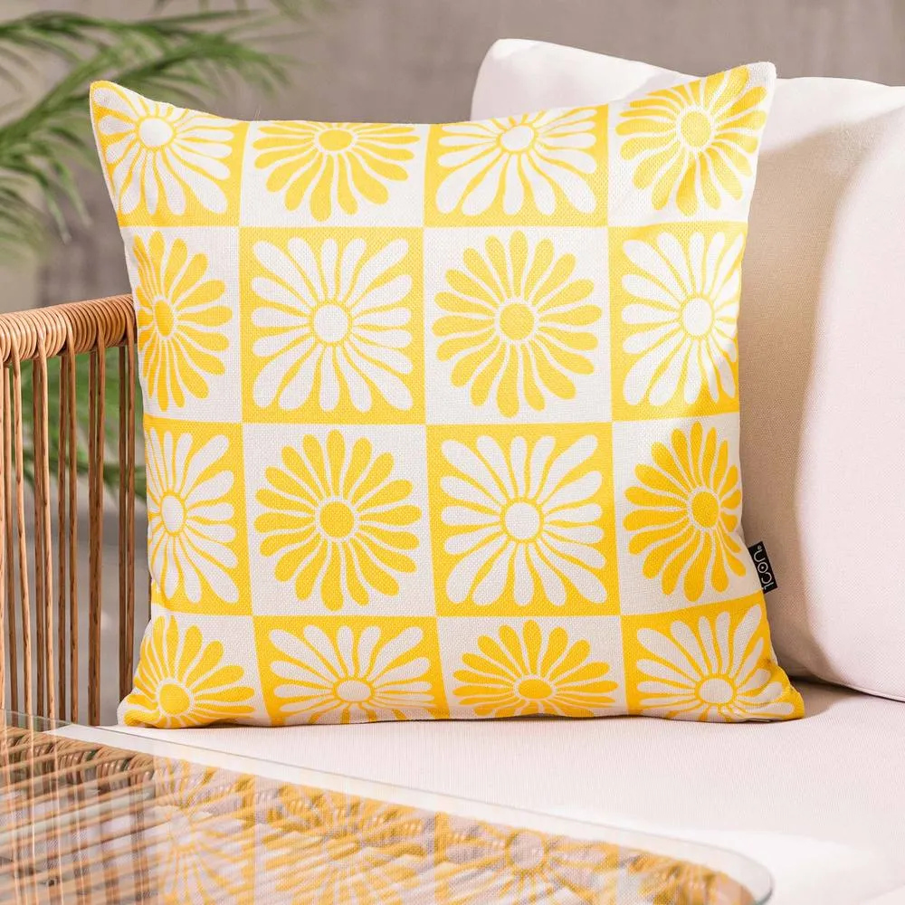 icon Cushion 43x43 Kyoto Fabric, Summer Flower in Yellow