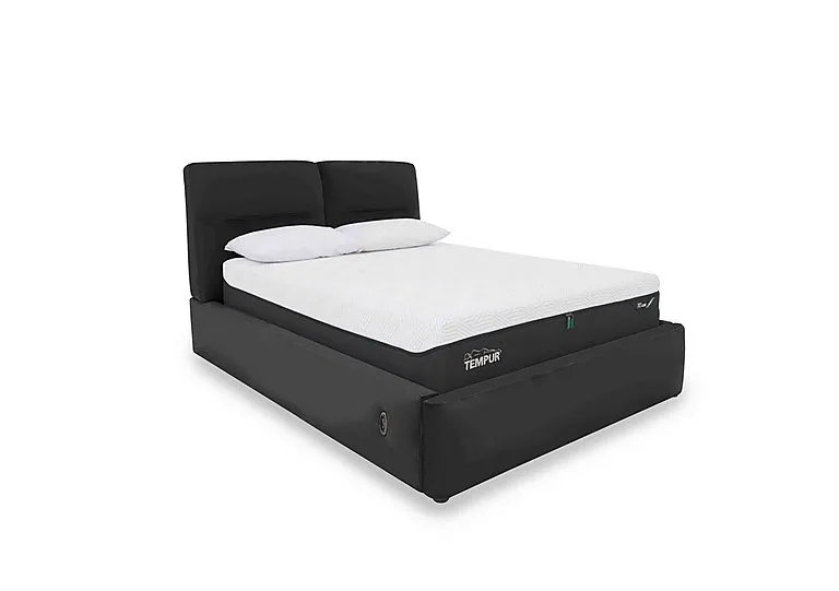 Stark Leather Electric Ottoman Bed Frame - King Size - Classic Black