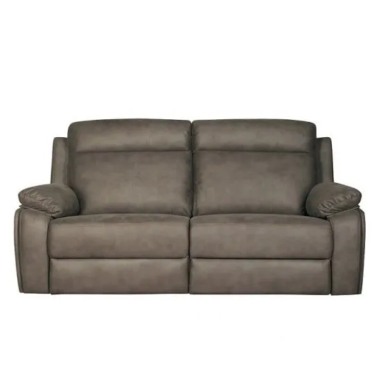 Denton Contemporary Fabric Recliner 3 Seater Sofa In Grey