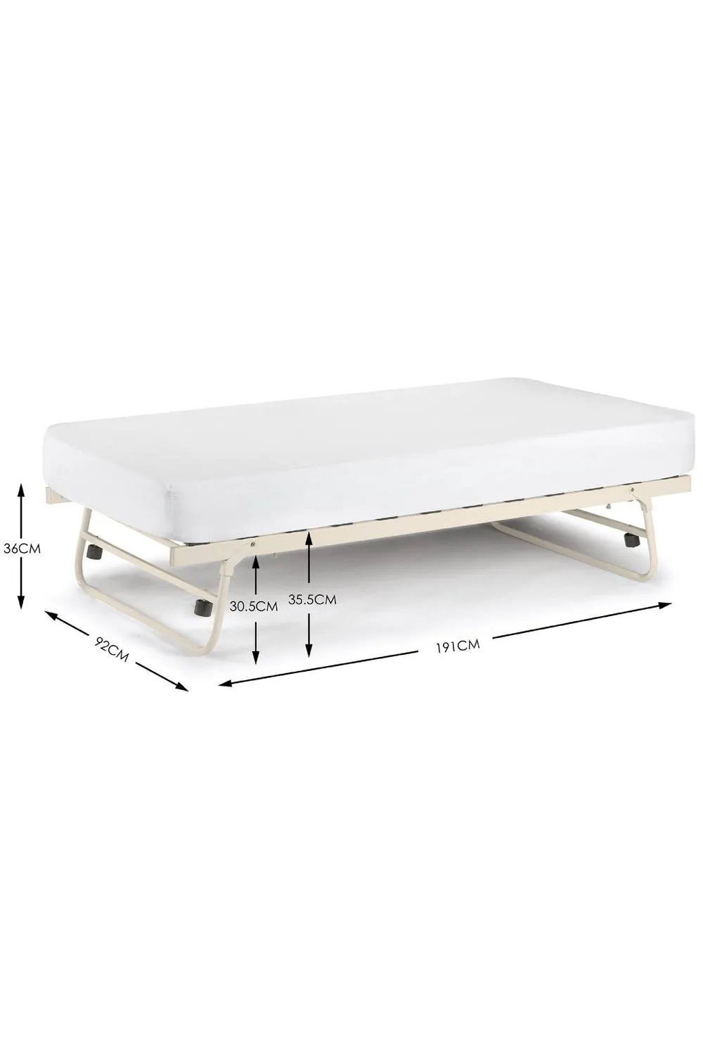 Julian Bowen Versailles Single Ivory Metal Daybed with Underbed Trundle 6
