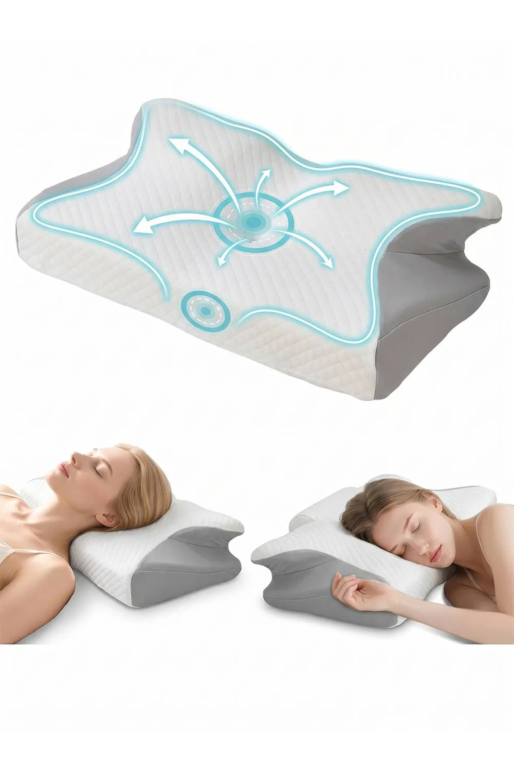 Living and Home Contoured Slow Rebound Memory Foam Pillow in White