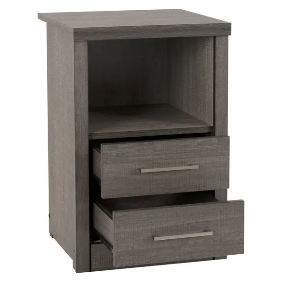 Lennon 2 Drawer & 1 Shelf Bedside Table, Black 3