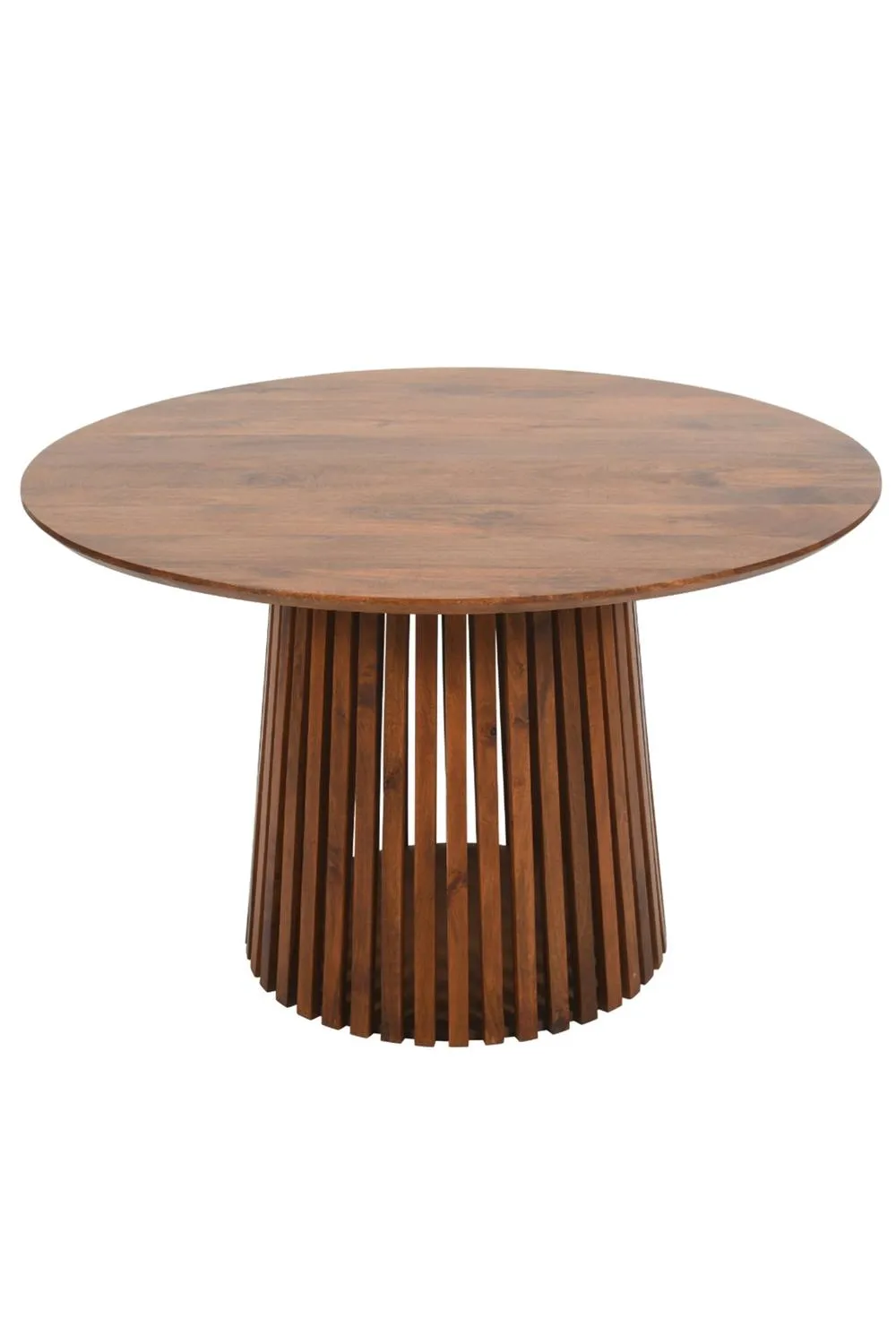 IH Design Tackley Mango Wood Round Dining Table with Flared Base in Brown 2