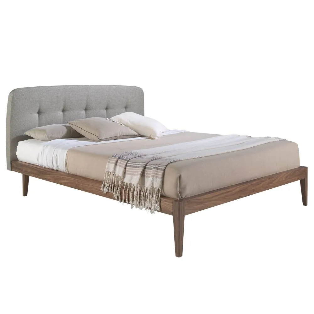 Angel Cerda Grey Tufted Fabric Double Bed Fits 160x200 cm