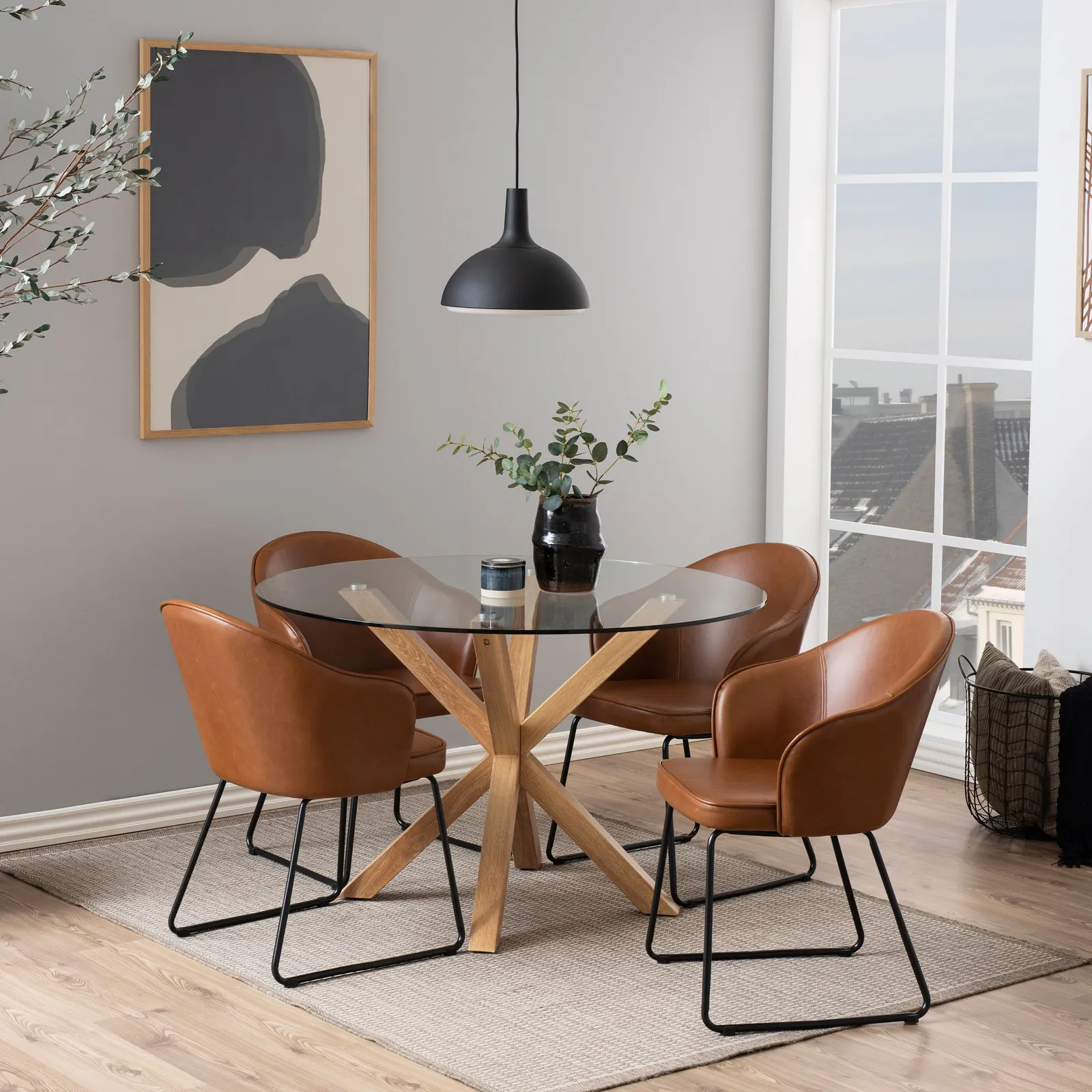 Furniture To Go Heaven Round Dining Table with Ceramic/Glass/Marble Top 119cm in Clear 5