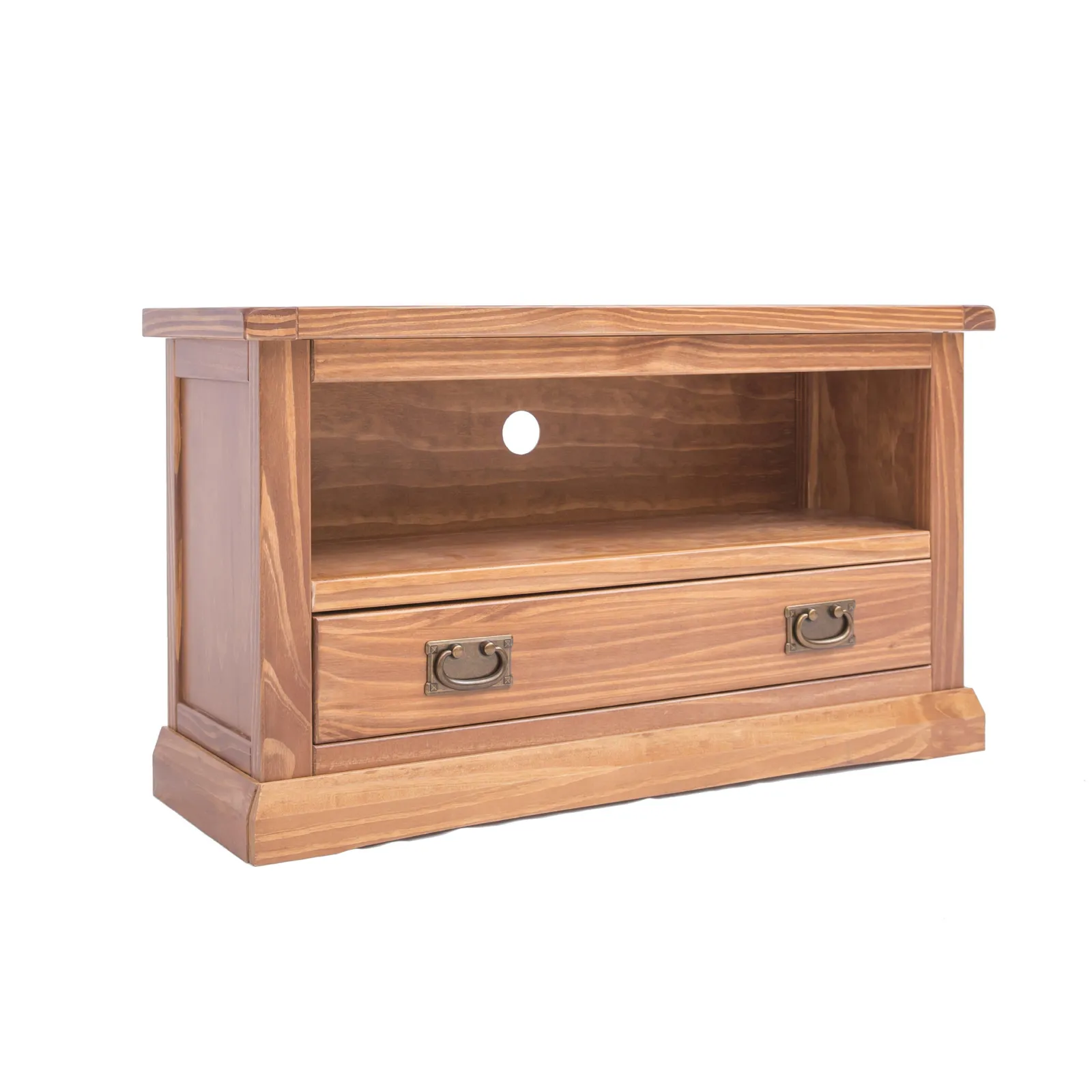 Cabinet Bits Tirolo Lacquered 1 Drawer TV Cabinet Brass Drop Handle in Brown 2