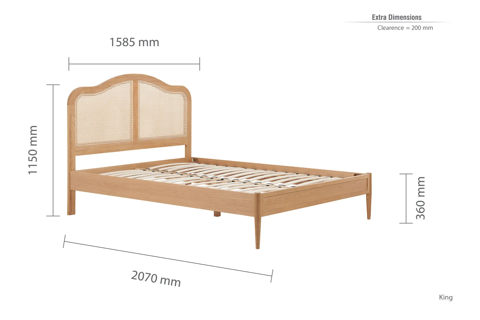 Birlea Rattan Wooden Bed Frame Leonie Bedstead in Brown 6