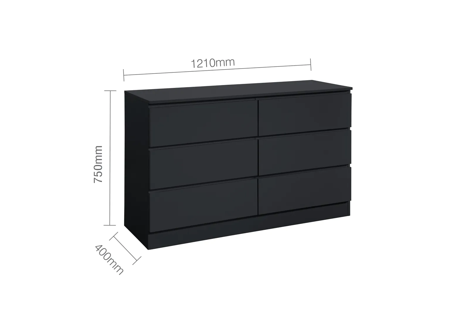 Birlea Oslo 6 Drawer Chest Grey in Black 6