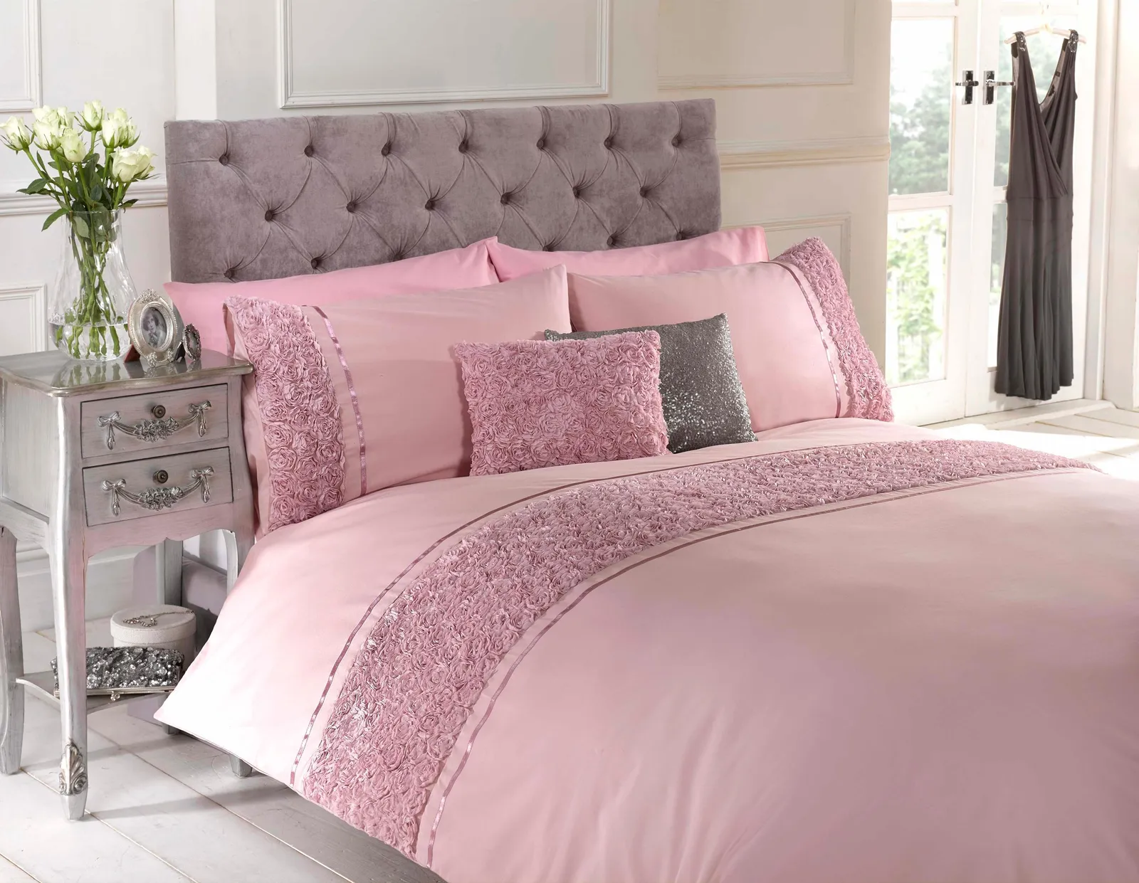 Rapport Home Limoges Polycotton Floral Duvet Cover Set with Pillowcase in Pink
