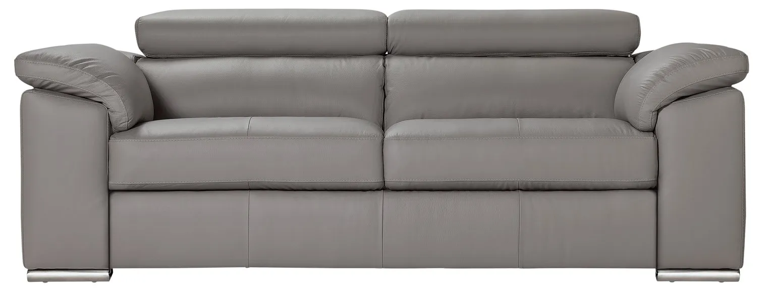 Argos Home Valencia 3 Seater Leather Sofa - Light Grey