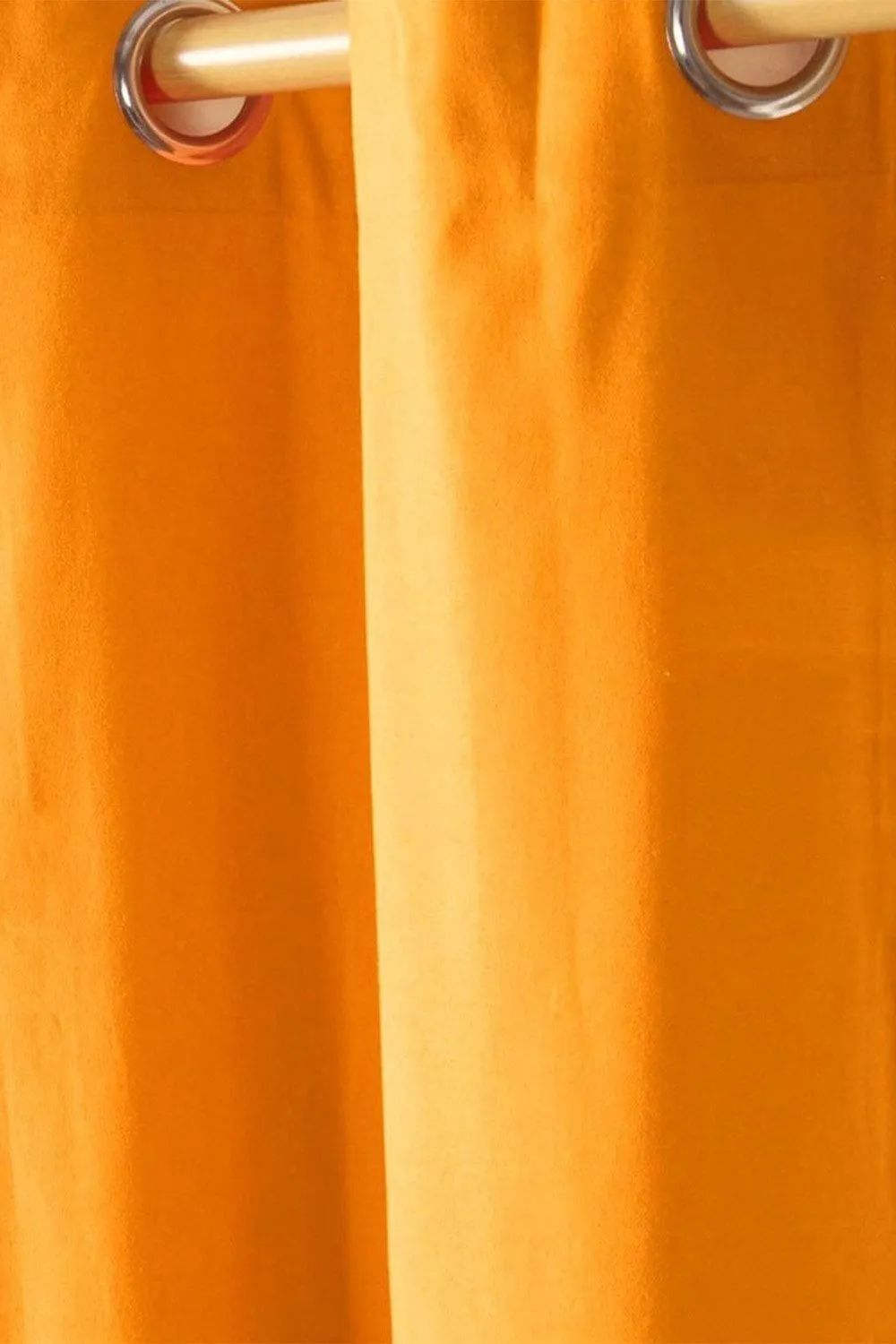 Homescapes Plain Cotton Ready Made Eyelet Curtain Pair in Orange 2