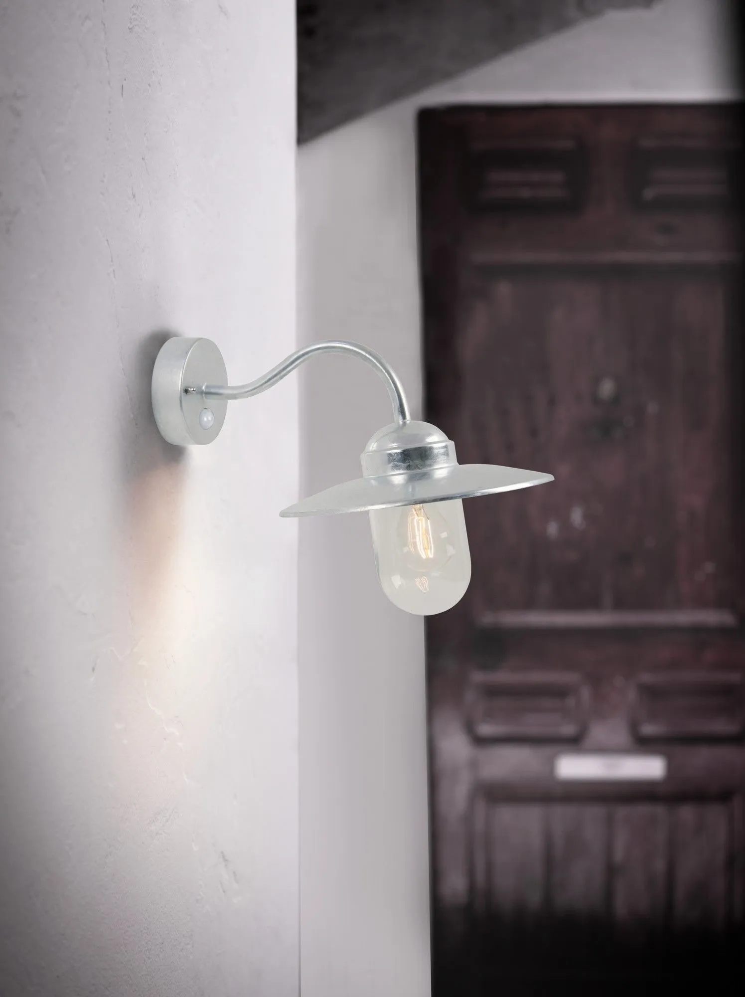 Nordlux Luxe Outdoor Wall Light Sensor Galv Steel Garden E27 IP54 Mains in Silver 3
