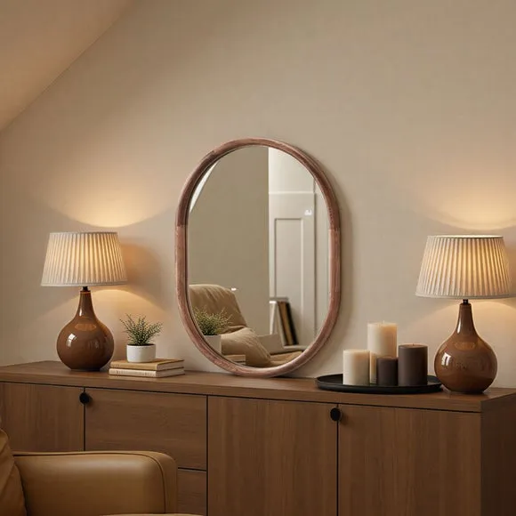 Yearn Solid Oak Oval Wall Mirror 3