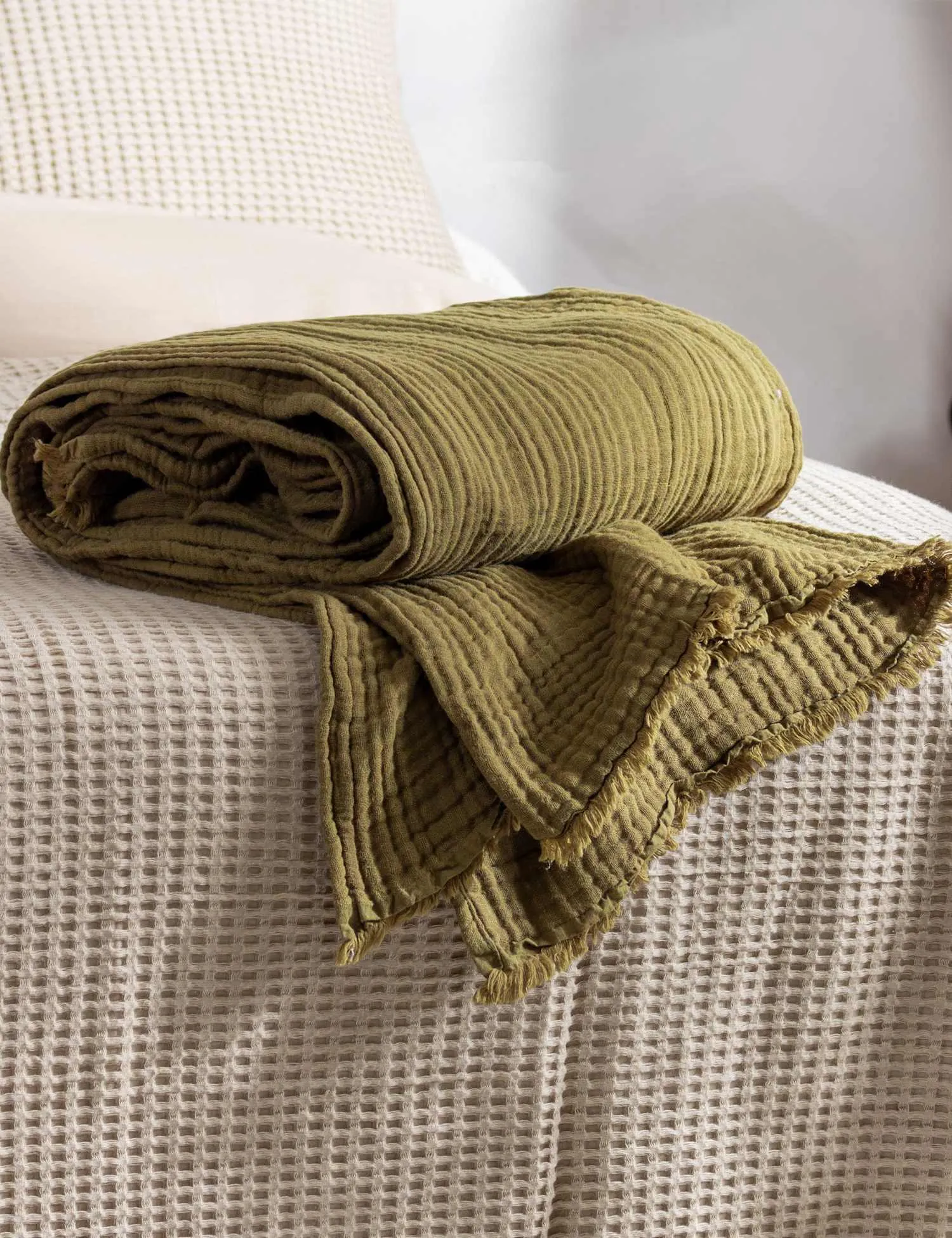 YARD Pure Cotton Muslin Throw Khaki